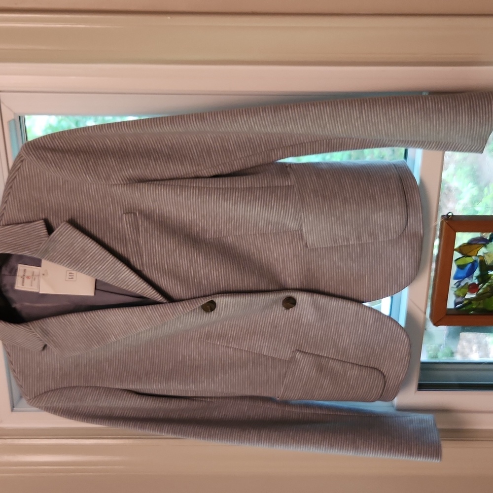GAP Grey Academy Blazer Ladies Sz 8 Structured Knit Lined Notched Collar NWT